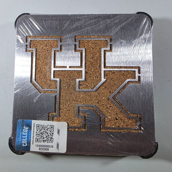 University Of Kentucky coasters Wildcats Stainless Steel Cork Set Of 4 - Picture 1 of 3